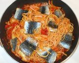 魚・イワシ+トマト缶+キャベツのパスタ作り方14写真