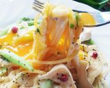 ランチに簡単♪カマンベールの卵かけパスタ作り方5写真