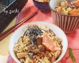 紅鮭と塩昆布の炊き込みごはん作り方6写真