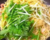 水菜と小海老の和風パスタ作り方4写真