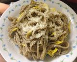 お蕎麦カルボナーラ菊の花風味作り方6写真
