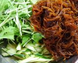 副菜に◇水菜ともずく キュウリの酢の物作り方5写真