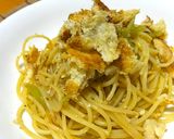 フキとサクサク油揚げのガーリックパスタ作り方7写真