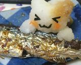 大根おろしアート☆秋刀魚ねらうにゃんこ作り方6写真