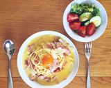 簡単カルボナーラ （生クリーム無し）作り方6写真