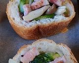 フランスパンでキッシュ～アスパラベーコン作り方4写真