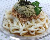 ぱぱっとダシ汁でとろろ昆布と納豆おうどん作り方3写真