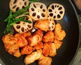 簡単アスパラレンコンの鶏肉焼き作り方3写真