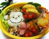 少ない材料で簡単おさるのジョージキャラ弁作り方6写真
