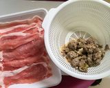 味噌仕立イワシ団子の肉巻きポン酢あんかけ作り方1写真