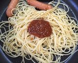 スイスチャードとウインナーなトマトパスタ作り方2写真