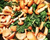 だしの素で簡単！春菊となめこの和風炒め作り方6写真