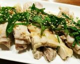 夏はサッパリ茹で鶏で！～梅しそポン酢～作り方7写真