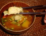 疲労回復＆ツル肌☆夏のほうとう餃子スープ作り方16写真