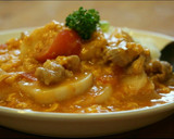 簡単！トロトロ♪かぶと豚こまの卵とじ丼作り方8写真