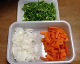ピーマンと人参・豚肉の炒め物（煮？）作り方1写真