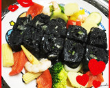 黒卵焼きと色とりどり野菜いため作り方1写真