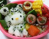 カエルの着ぐるみキティちゃんキャラ弁♡作り方5写真