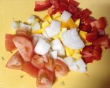 彩り野菜のトマト煮&納豆&唐揚げのピザ風作り方1写真