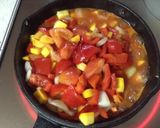 彩り野菜のトマト煮&納豆&唐揚げのピザ風作り方2写真