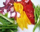 たこと野菜のにんにく炒め♪作り方1写真
