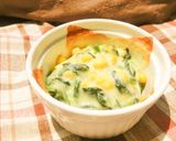 【副菜】ほうれん草とコーンのグラタン風小鉢作り方4写真