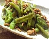 作り置き☆絹さやと挽き肉の甘辛炒め作り方4写真