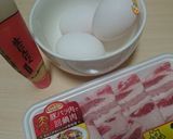 ワインに合う♪豚肉と玉子の塩にんにく炒め作り方1写真