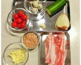 豚バラ肉とズッキーニのうずら落し♪作り方1写真