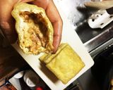 キャベツひき肉の油揚げ詰め、おろしポン酢作り方3写真