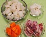 豚バラ肉と根菜のスープ作り方1写真