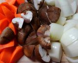 簡単和食に♪鶏むね肉と玉蒟蒻と椎茸の煮物作り方1写真