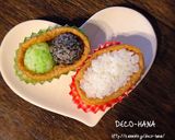 紫陽花とカエル親子のオープンいなり作り方1写真