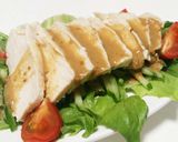 レンジでしっとり♪胡麻ダレの蒸し鶏サラダ作り方5写真