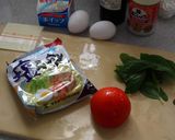 サッポロ一番バジルトマトのオムらーめん作り方1写真