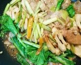 ☆豚肉・焼きちくわ・小松菜の正油あんかけ作り方7写真