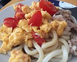 玉トマ肉うどん作り方4写真