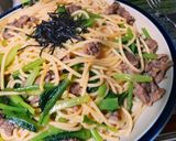 小松菜と牛肉の和風パスタ作り方5写真