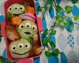 キャラ弁『ツムツム風リトルグリーメンズ』作り方6写真