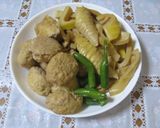鶏だんごとたけのこの煮物作り方8写真