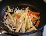根曲り竹と生ハムの和風パスタ作り方4写真