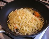 根曲り竹と生ハムの和風パスタ作り方6写真