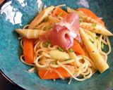 根曲り竹と生ハムの和風パスタ作り方7写真