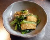 時短おつまみ小松菜と油揚げのごま風味炒め作り方5写真