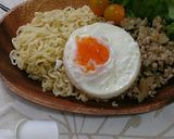 ｻｯﾎﾟﾛ一番で挽き肉の甘辛麺♪作り方5写真