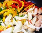 彩り野菜とささみdeオーロラソースソテー作り方5写真