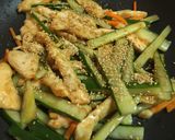 簡単♪鶏胸肉と細切り胡瓜のスタミナ炒め作り方7写真