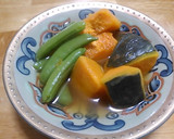 かぼちゃとスナップえんどうの煮物作り方5写真