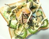 ゴーヤ×温泉卵のあっさり塩昆布和トースト作り方5写真