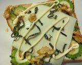 ゴーヤ×胡桃の塩昆布・バジルトースト作り方4写真